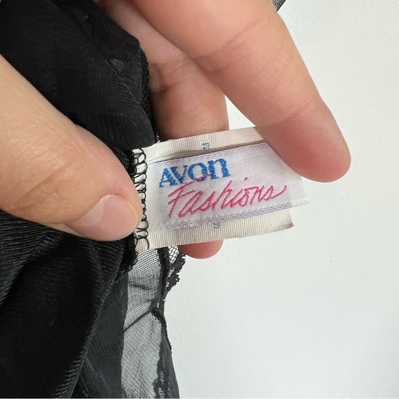 Vintage Avon Fashion Black Lace Delicate Mesh Maxi Nightgown, Size Medium - Picture 6 of 11